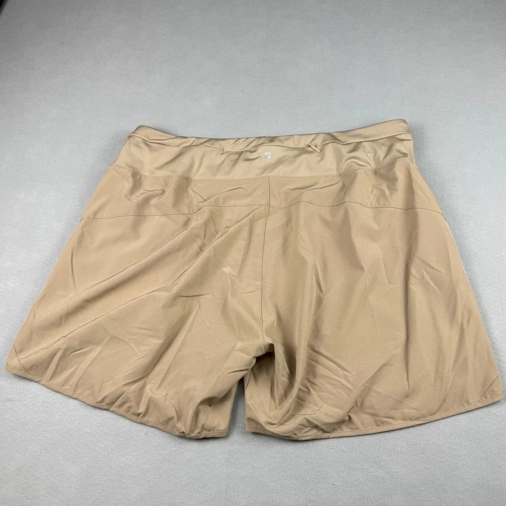 Willit Athletic Shorts Womens 2XL Tan‎ Hiking Travel Stretch Zipper Pocket Khaki